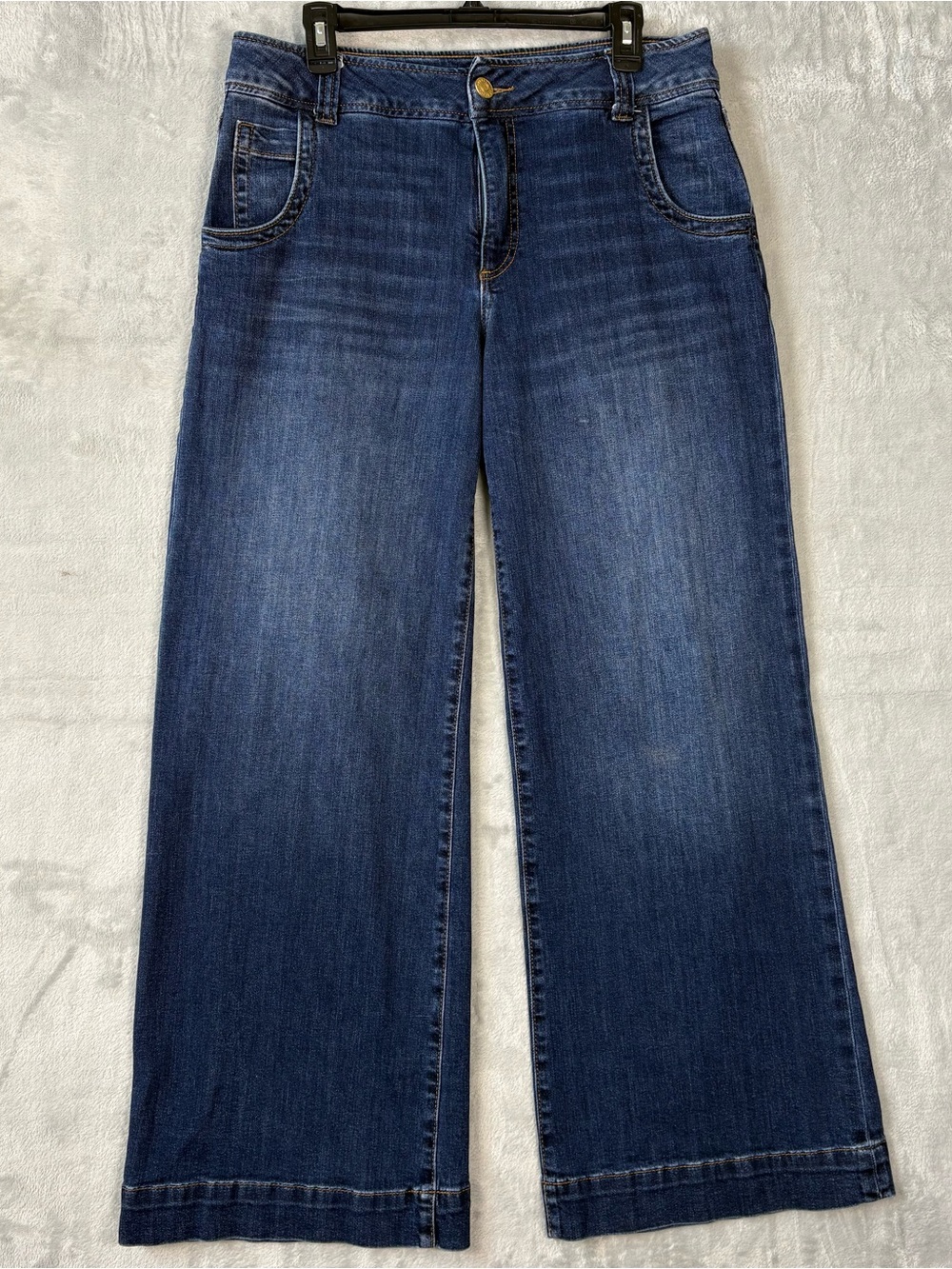 Wide Leg Flare Jeans in Dark Blue